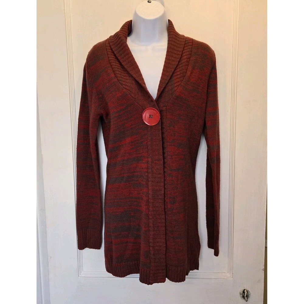 Chesley Women's Long Sleeve Cardigan Sweater Mottled Red Gray Pattern Size‎ M